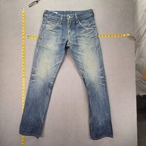 VTG Levis Engineered Jeans Womens Blue Med Wash Button Cinch Back Fits 29x30